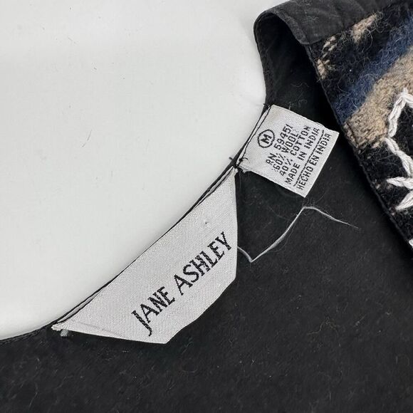 Vintage Jane Ashley Vest Wool Woven Knit Cotton Lined Floral Embroidery Size M - Picture 6 of 10